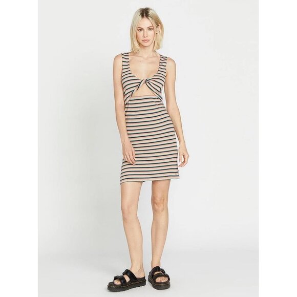 Volcom Striped Black and Cream Dress - Picture 2 of 12